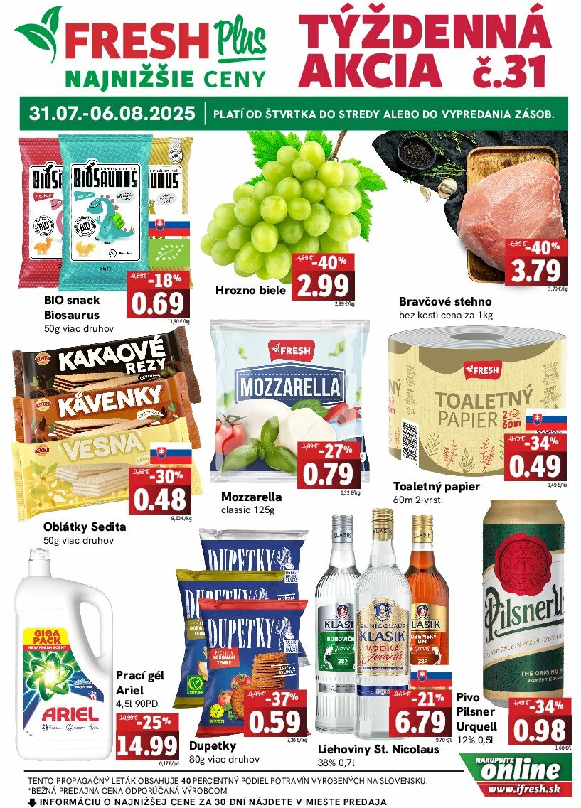 Leták Fresh Plus platný od 31.07. do 06.08.