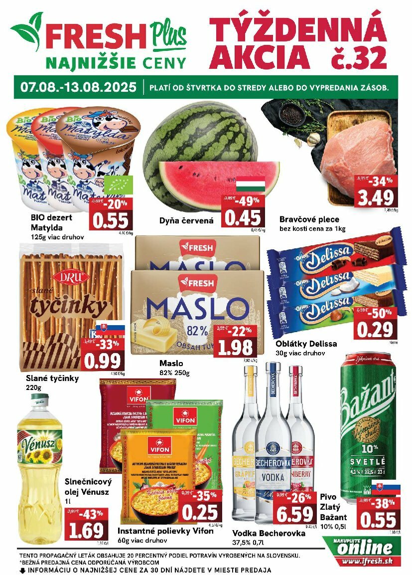 Leták Fresh Plus platný od 07.08. do 13.08.