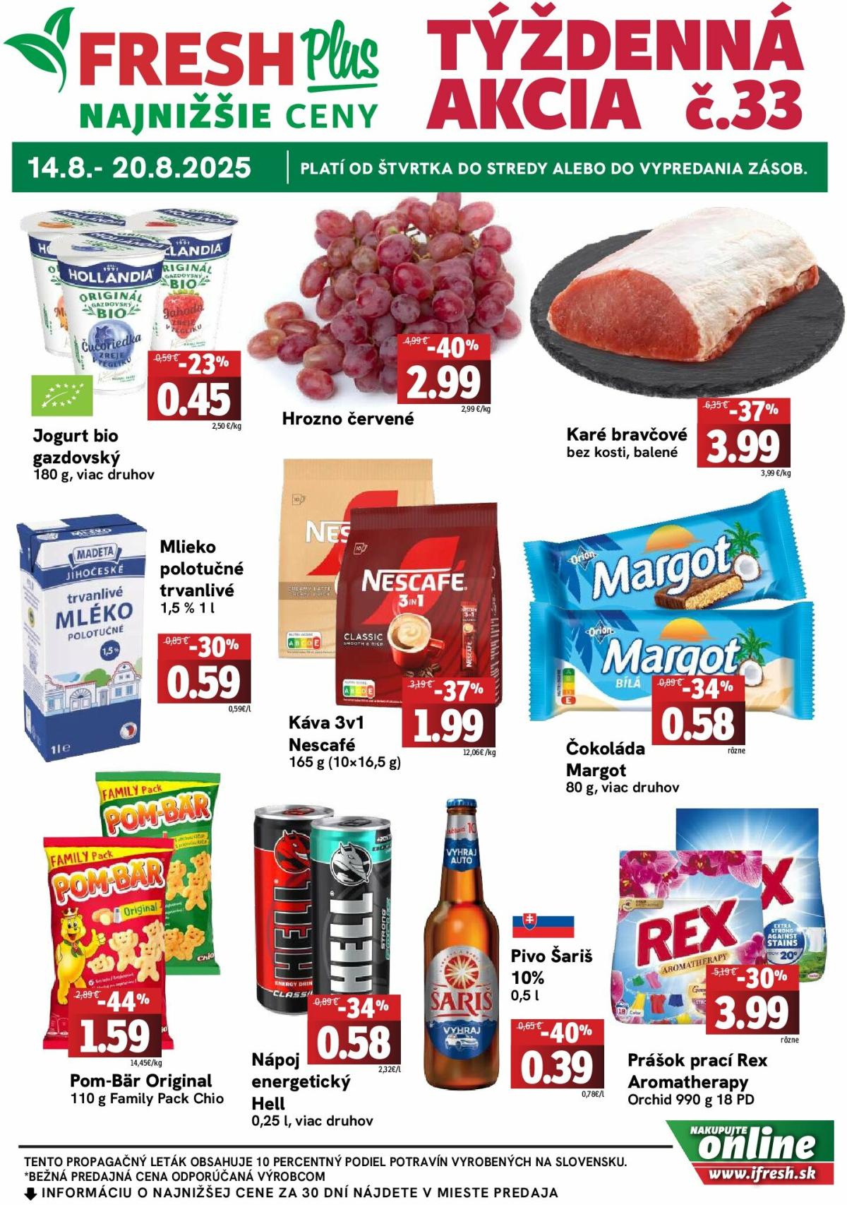 Leták Fresh Plus platný od 14.08. do 20.08.