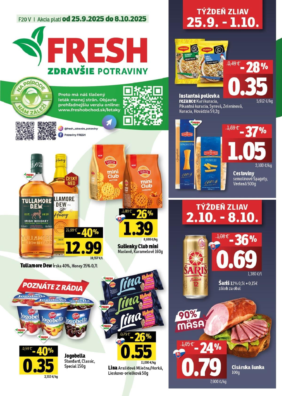 Leták Fresh - Východné Slovensko platný od 25.09. do 08.10.