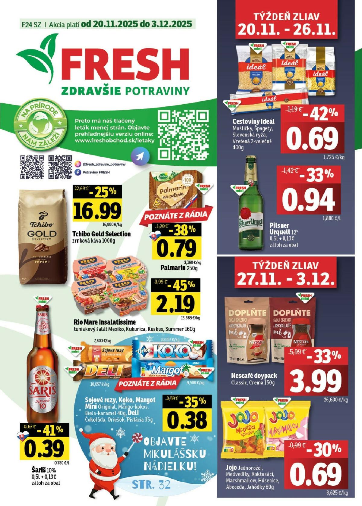 Leták Fresh - Stredné a západné Slovensko platný od 20.11. do 03.12.