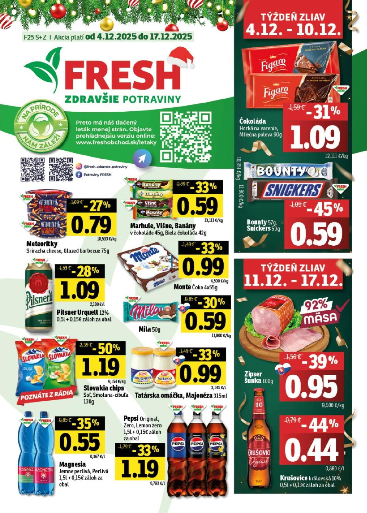 Leták Fresh - Stredné a západné Slovensko platný od 04.12. do 17.12.
