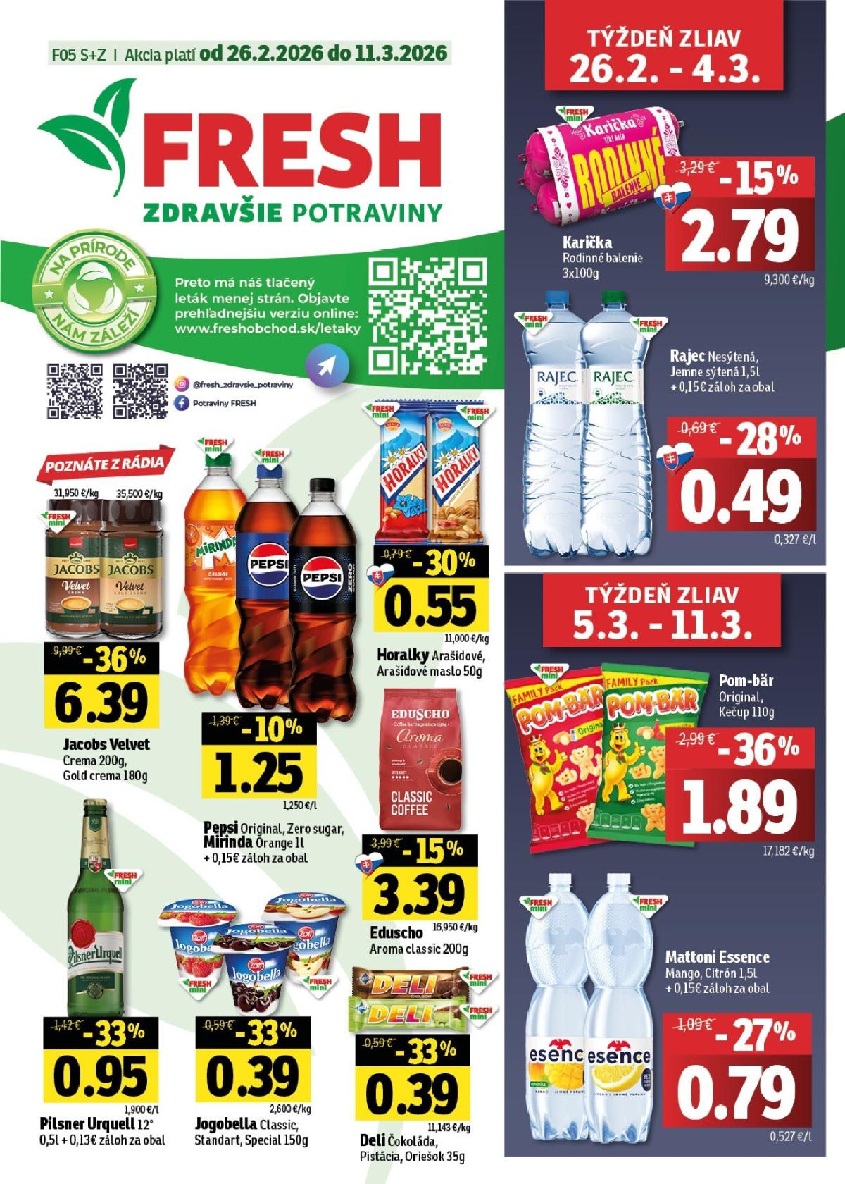 Leták Fresh - Stredné a západné Slovensko platný od 26.02.2026 do 11.03.2026