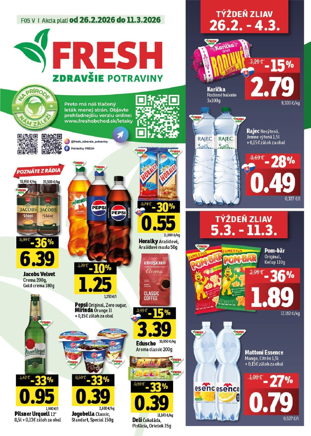 Leták Fresh - Východné Slovensko platný od 26.02.2026 do 11.03.2026