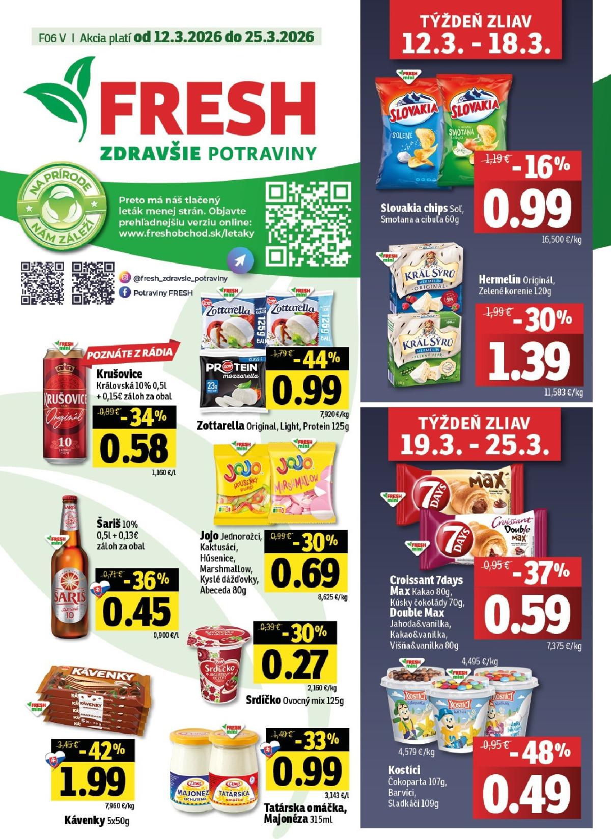 Leták Fresh - Východné Slovensko platný od 12.03.2026 do 25.03.2026