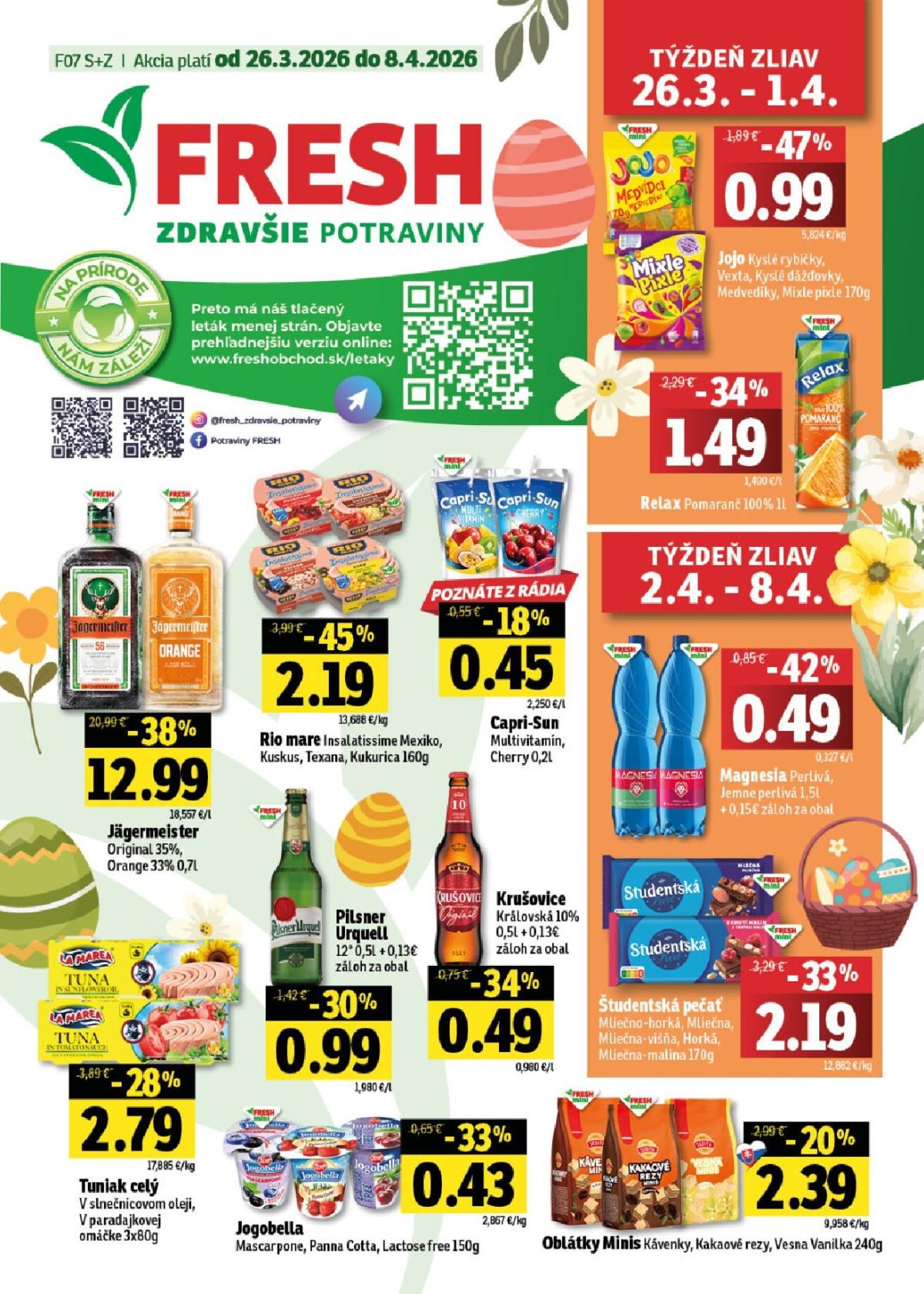 Leták Fresh - Stredné a západné Slovensko platný od 26.03.2026 do 08.04.2026