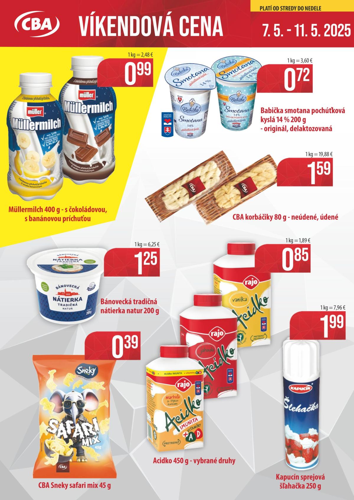 CBA - Víkendová cena leták platný od 07.05. - 11.05.