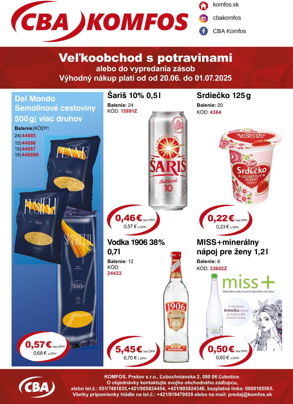 Leták CBA - Veľkoobchod platný od 20.06. do 01.07.
