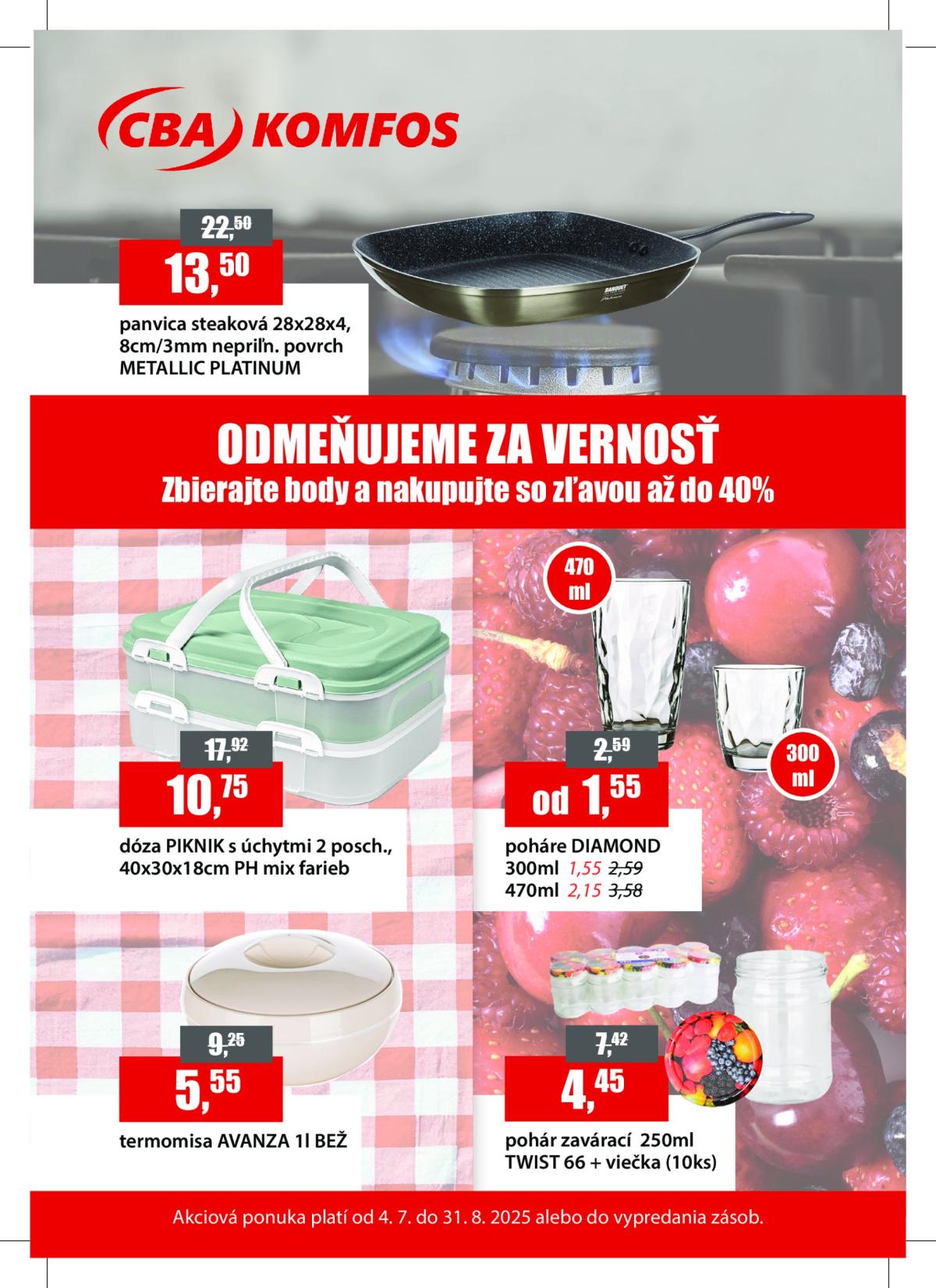 Leták CBA - Odmeňujeme za vernosť platný od 04.07. do 31.08.