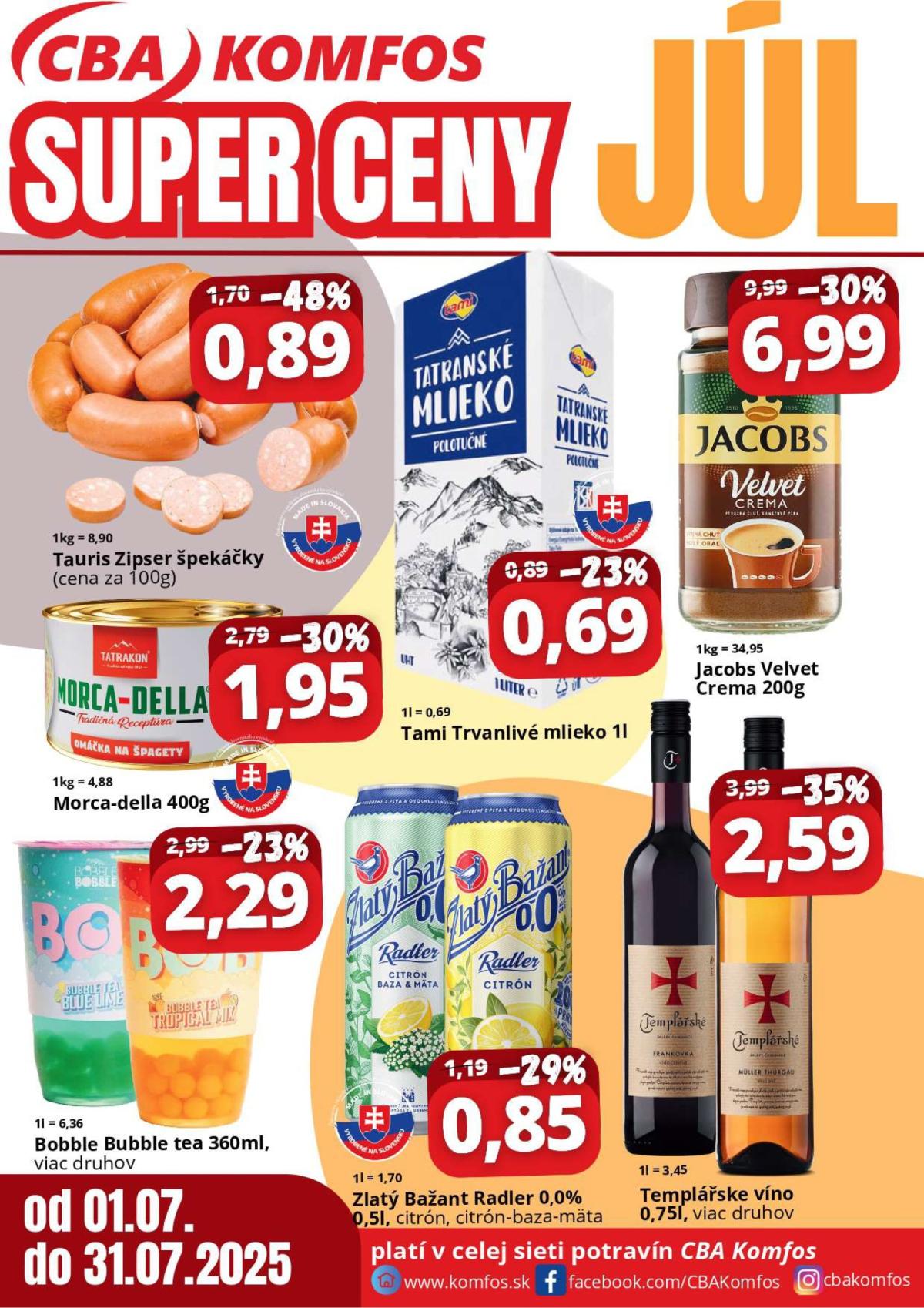 Leták CBA - Super ceny júl platný od 01.07. do 31.07.