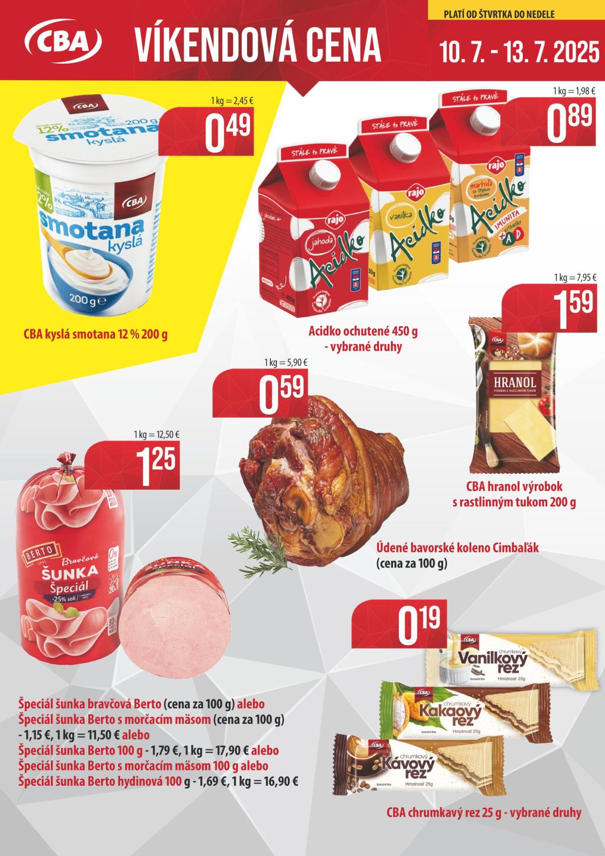 Leták CBA - Víkendová cena platný od 10.07. do 13.07.