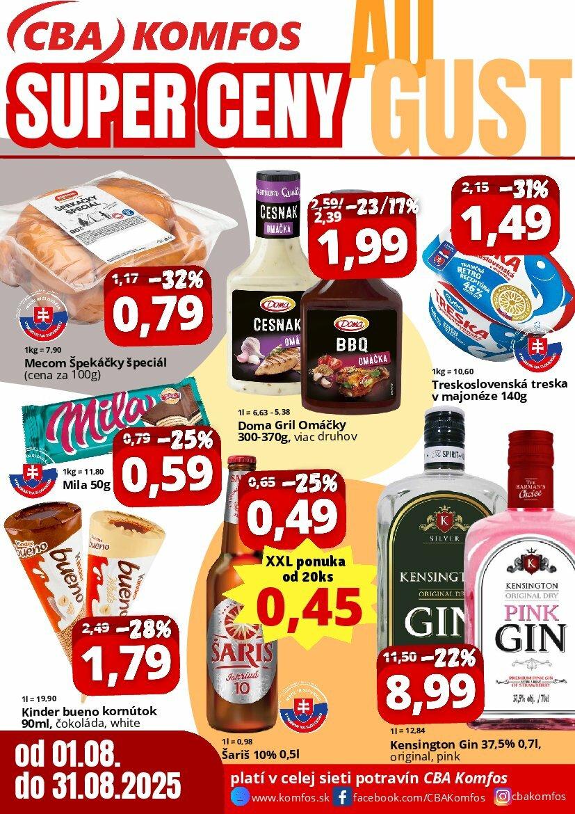 Leták CBA - Super ceny august platný od 01.08. do 31.08.