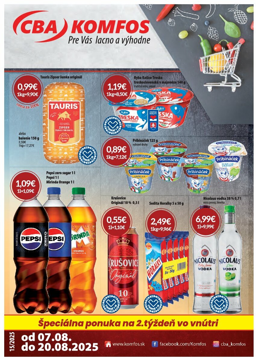 Leták CBA - Komfos platný od 07.08. do 20.08.