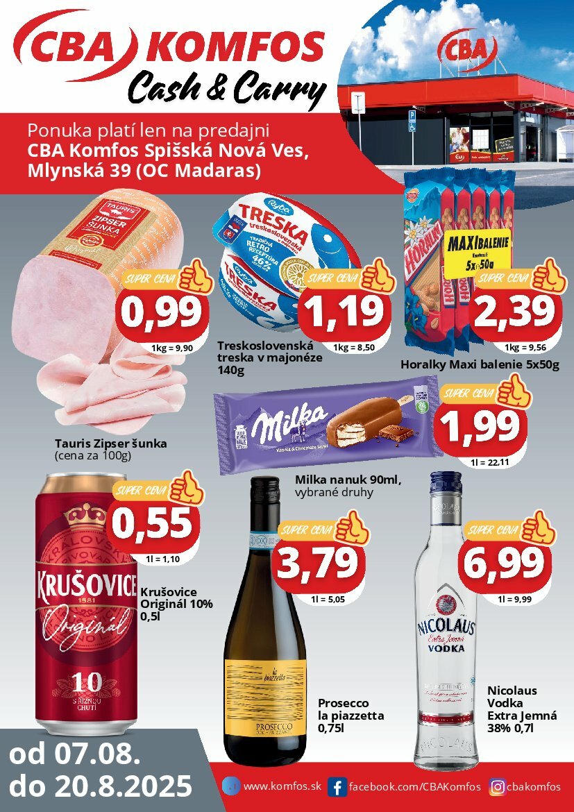 Leták CBA - Gastrocash Spišská nová Ves platný od 07.08. do 20.08.