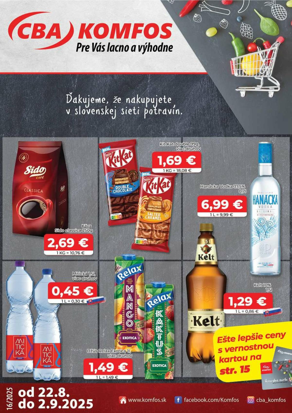 Leták CBA - Komfos platný od 22.08. do 02.09.