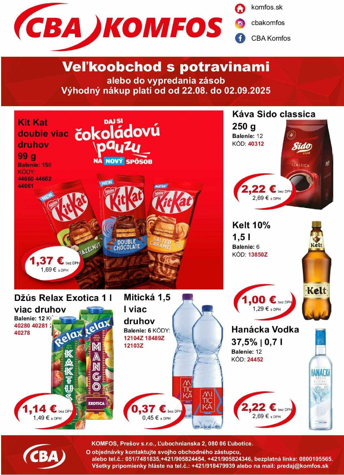 Leták CBA - Veľkoobchod platný od 22.08. do 02.09.