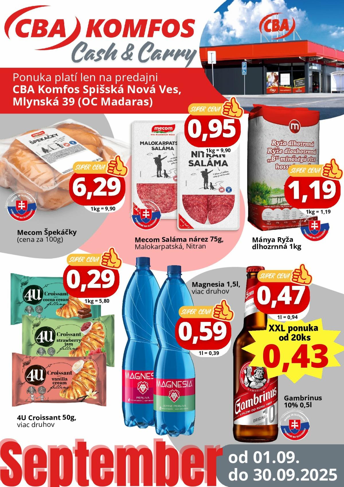 Leták CBA - Špeciál Gastrocash Spišská Nová Ves platný od 01.09. do 30.09.