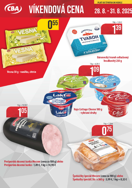 Leták CBA - Víkendová cena platný od 28.08. do 31.08.