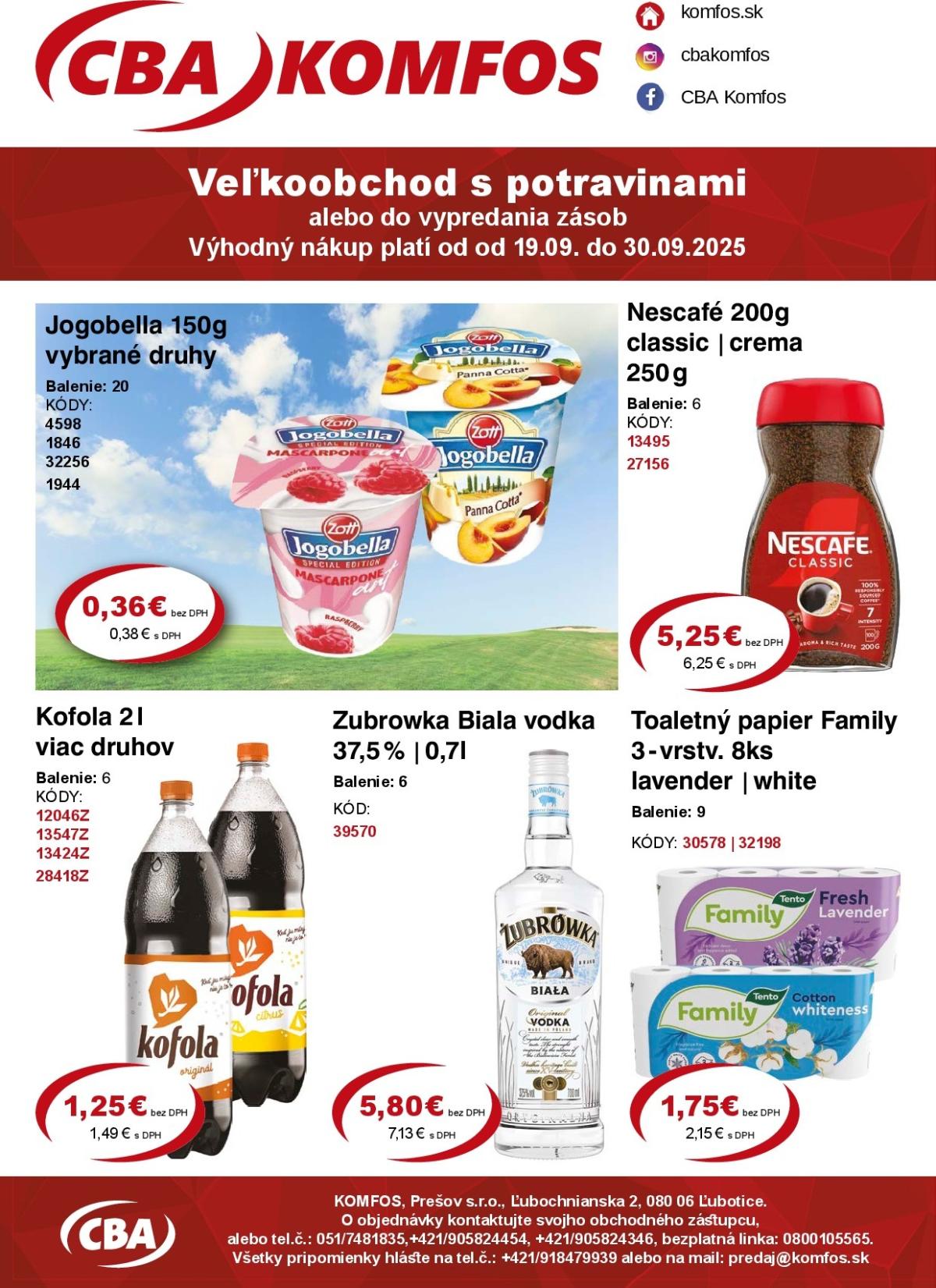 Leták CBA - Veľkoobchod platný od 19.09. do 30.09.