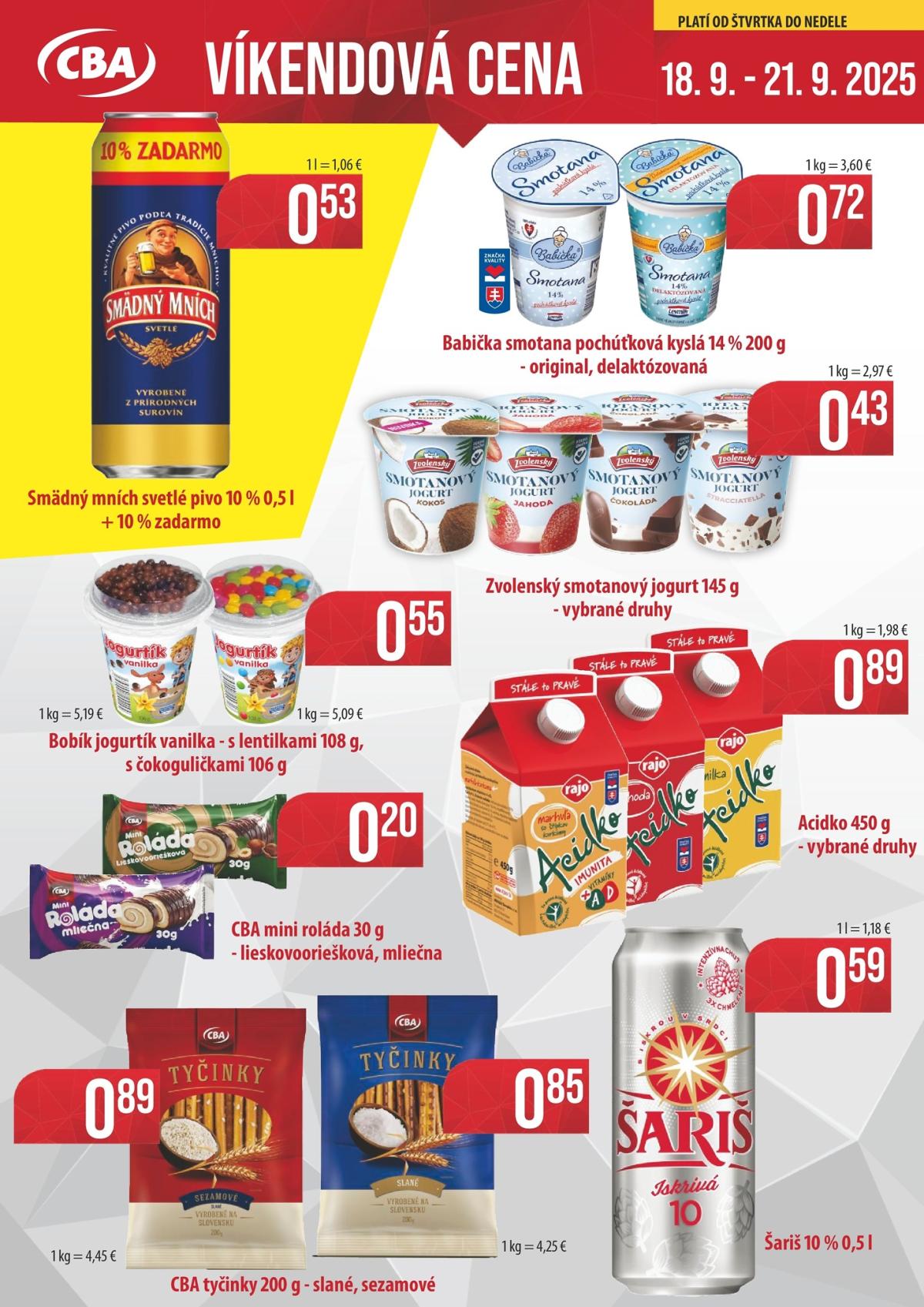 Leták CBA - Víkendová cena platný od 18.09. do 21.09.
