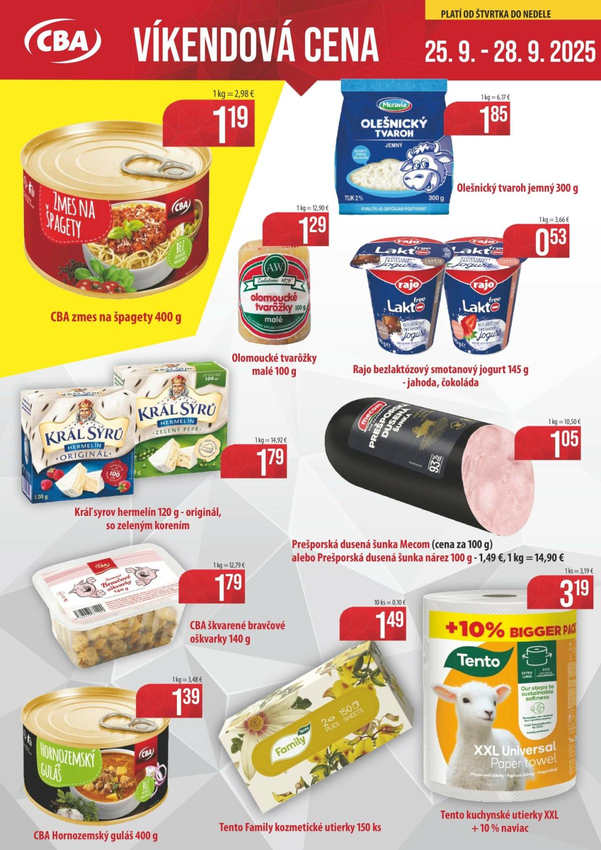 Leták CBA - Víkendová cena platný od 25.09. do 28.09.