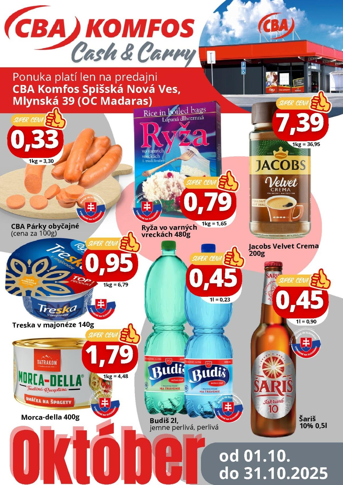 Leták CBA - Gastrocash Spišská Nová Ves platný od 01.10. do 31.10.