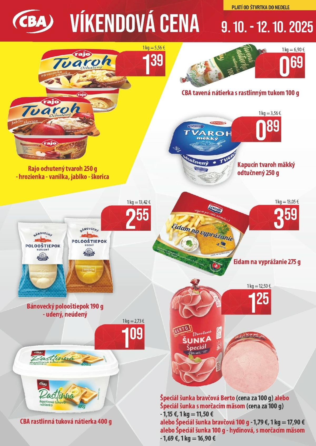 Leták CBA - Víkendová cena platný od 09.10. do 12.10.
