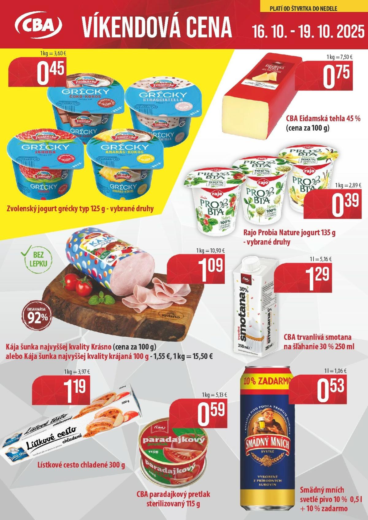 Leták CBA - Víkendová cena platný od 16.10. do 19.10.