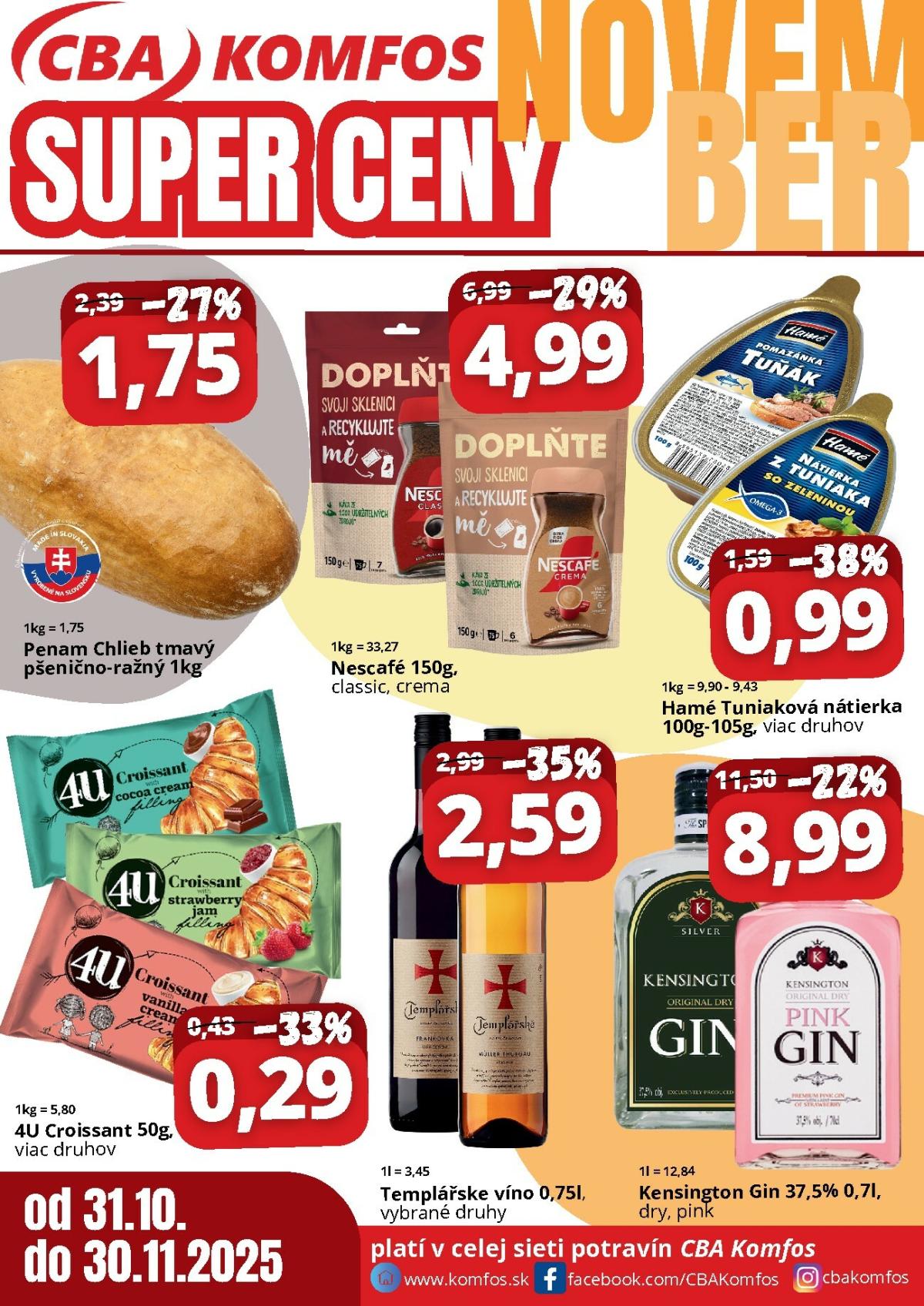 Leták CBA - Super ceny november platný od 31.10. do 30.11.