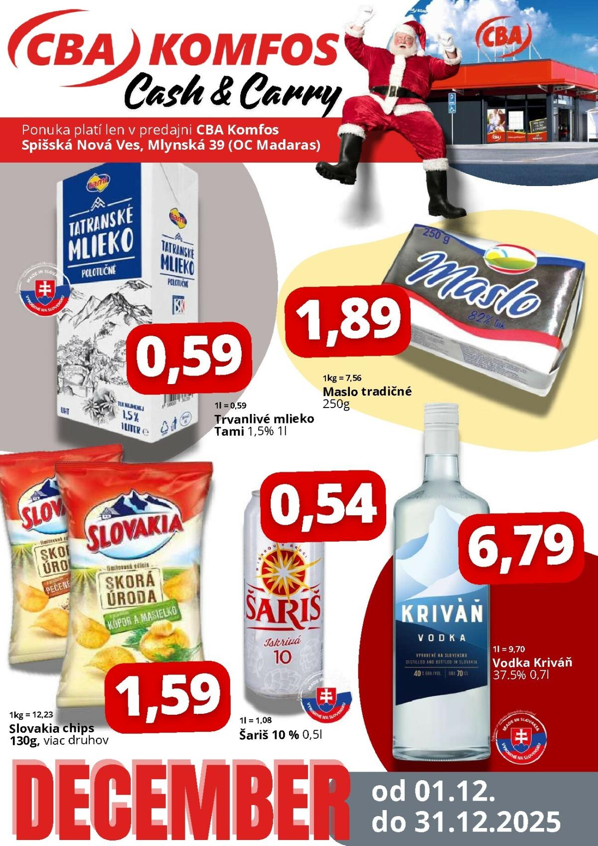 Leták CBA - Super ceny december Cash - Spišská Nová Ves - Gastrocash platný od 01.12. do 31.12.