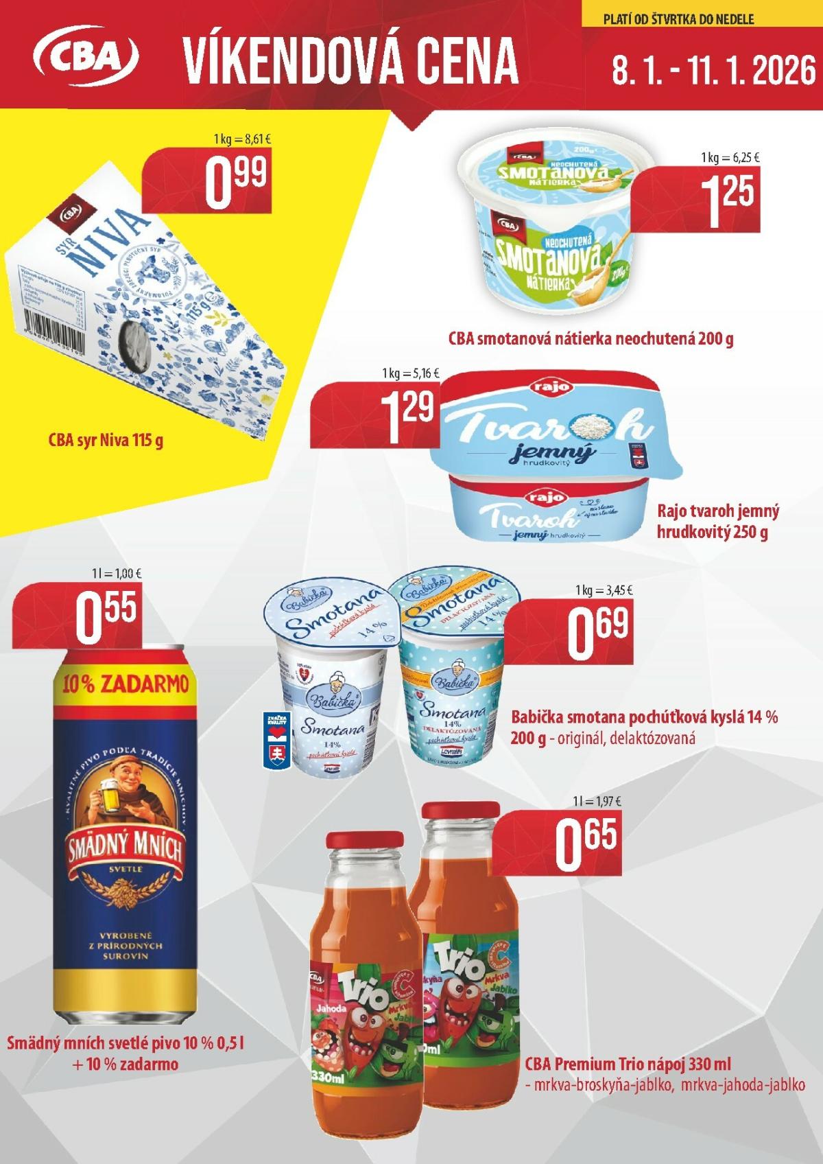 Leták CBA - Víkendová cena platný od 08.01. do 11.01.