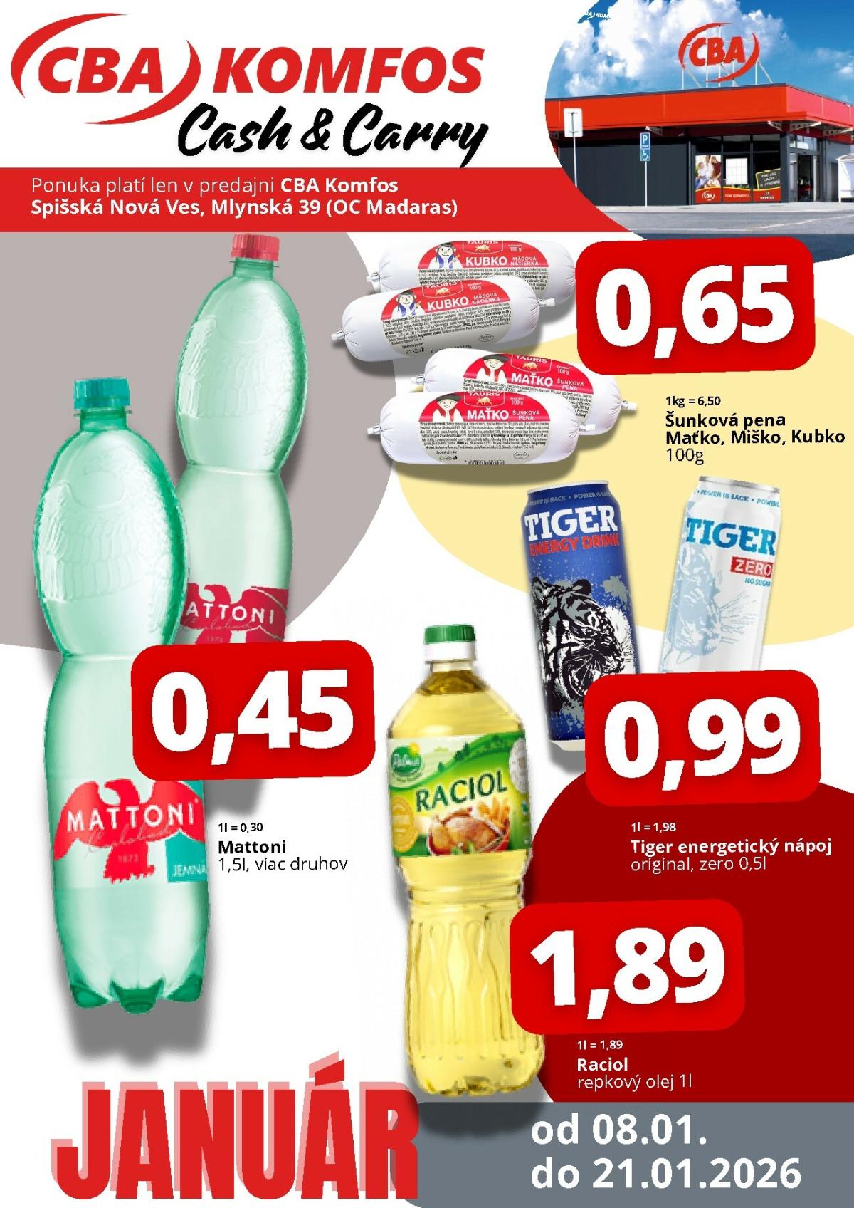 Leták CBA - Spišská Nová Ves platný od 08.01. do 21.01.