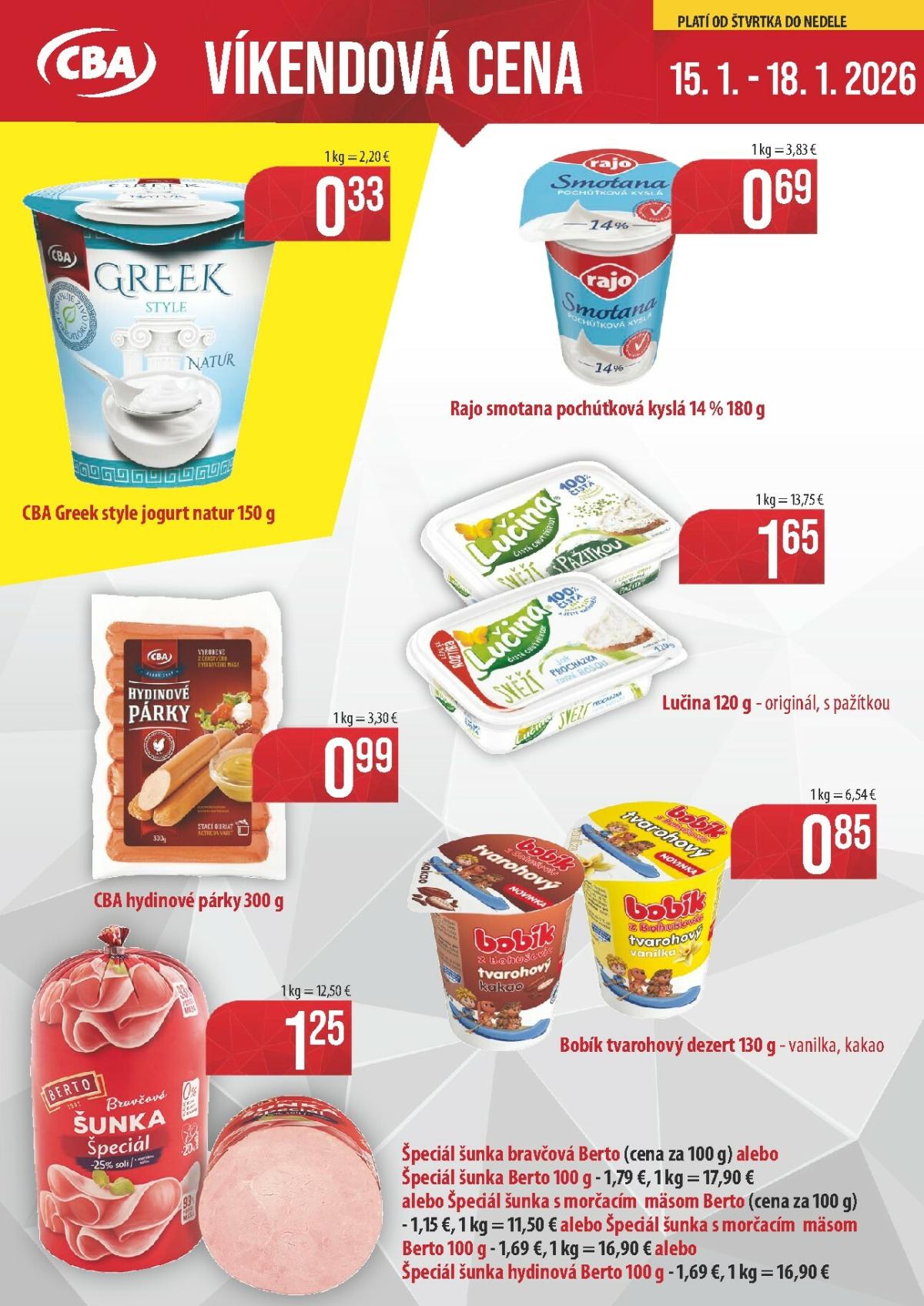 Leták CBA - Víkendová cena platný od 15.01. do 18.01.