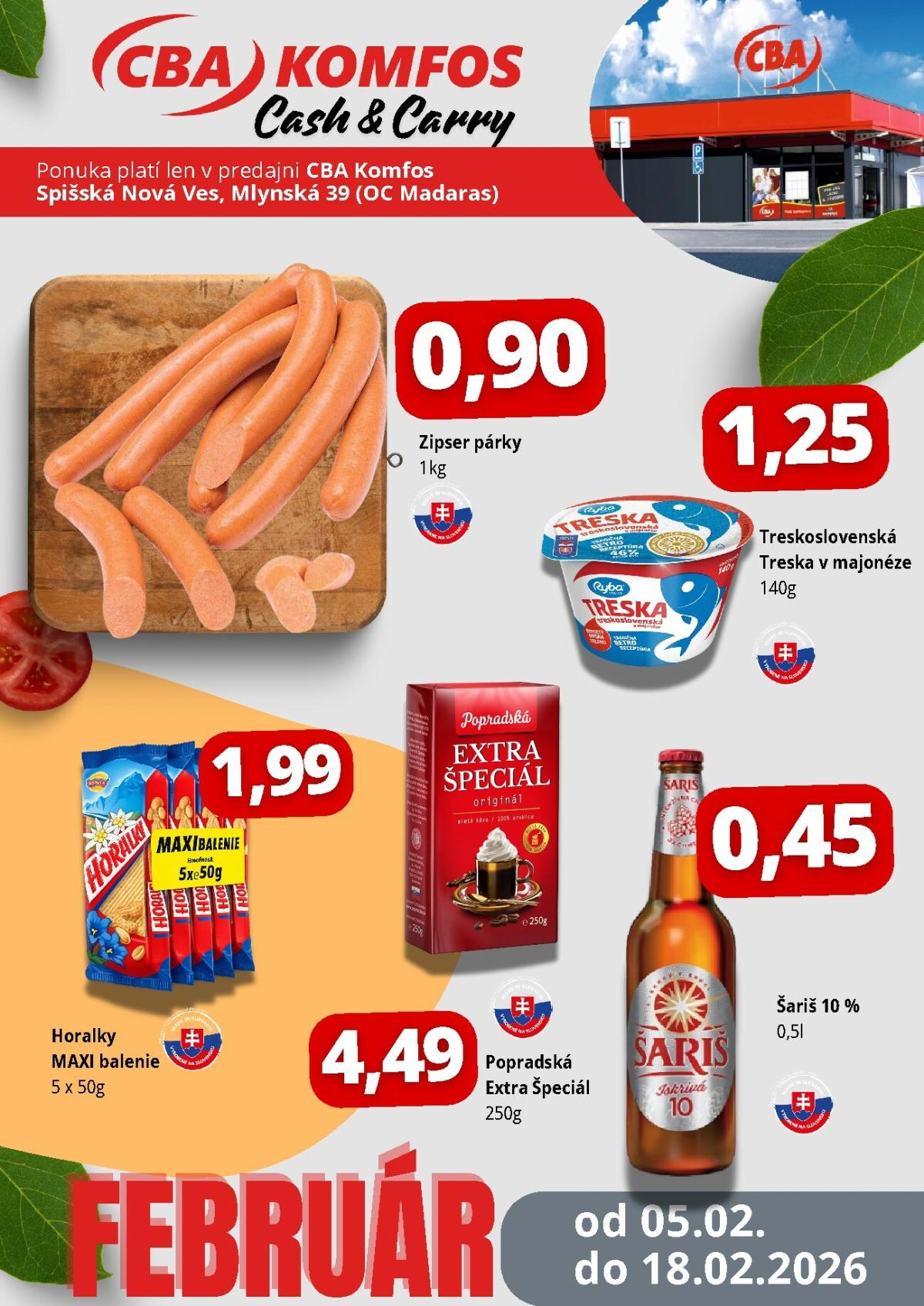 Leták CBA - Spišská nová Ves platný od 05.02.2026 do 18.02.2026