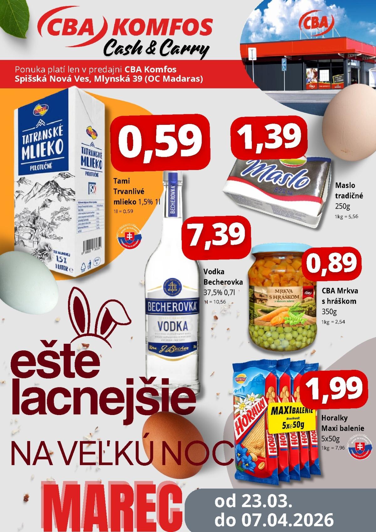 Leták CBA - Spišská Nová Ves platný od 23.03.2026 do 07.04.2026