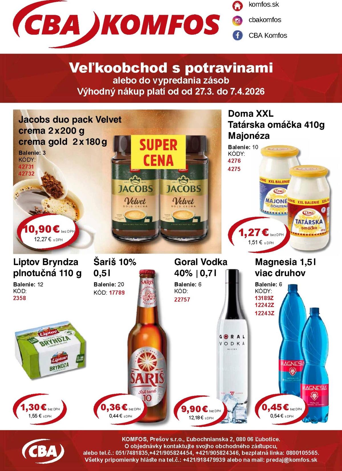 Leták CBA - Veľkoobchod platný od 27.03.2026 do 07.04.2026