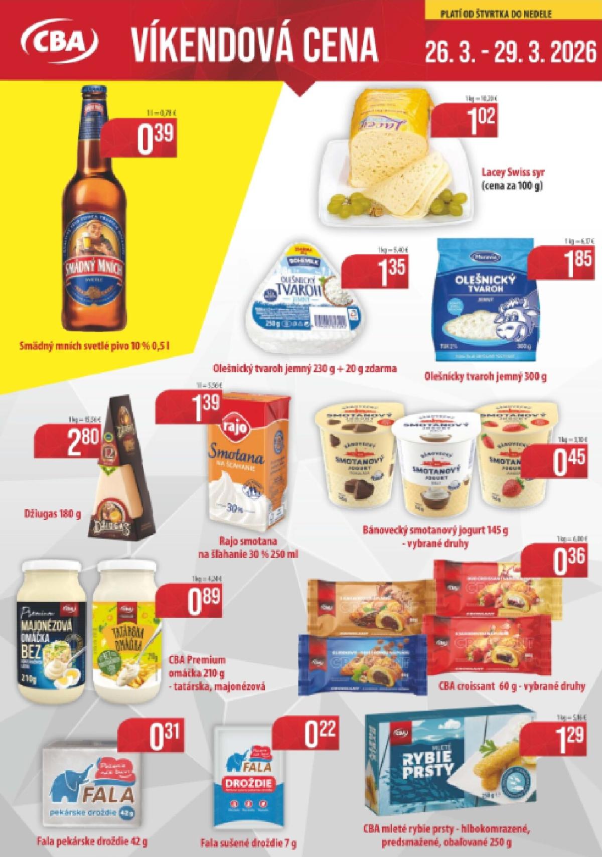 Leták CBA - Víkendová cena platný od 26.03.2026 do 29.03.2026