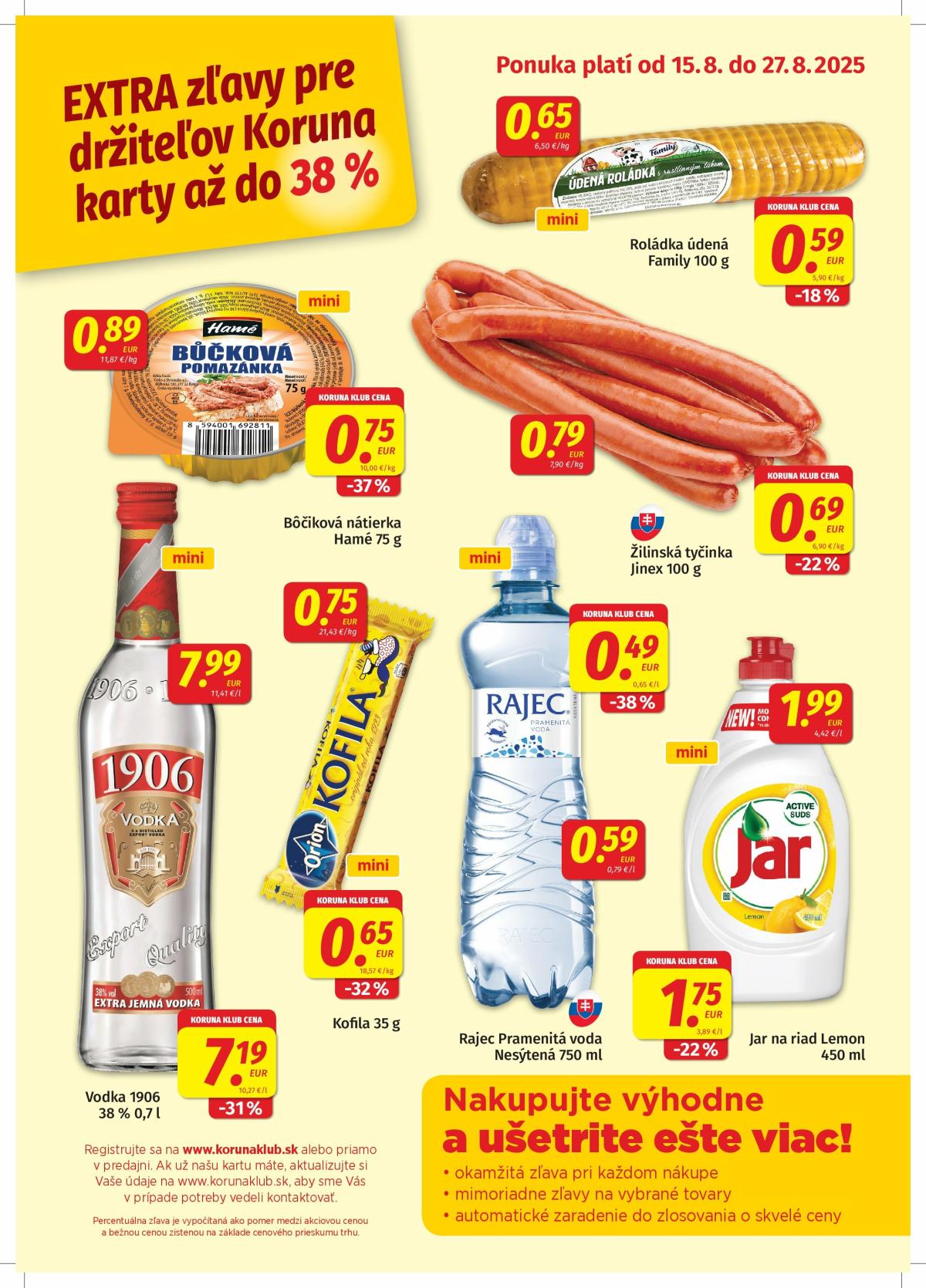 Leták Koruna - Klub Plagát platný od 15.08. do 27.08.