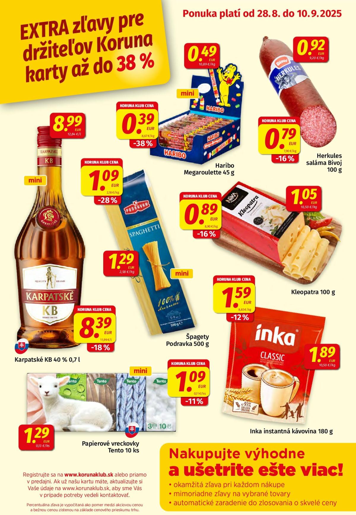 Leták Koruna - Klub Plagát platný od 28.08. do 10.09.