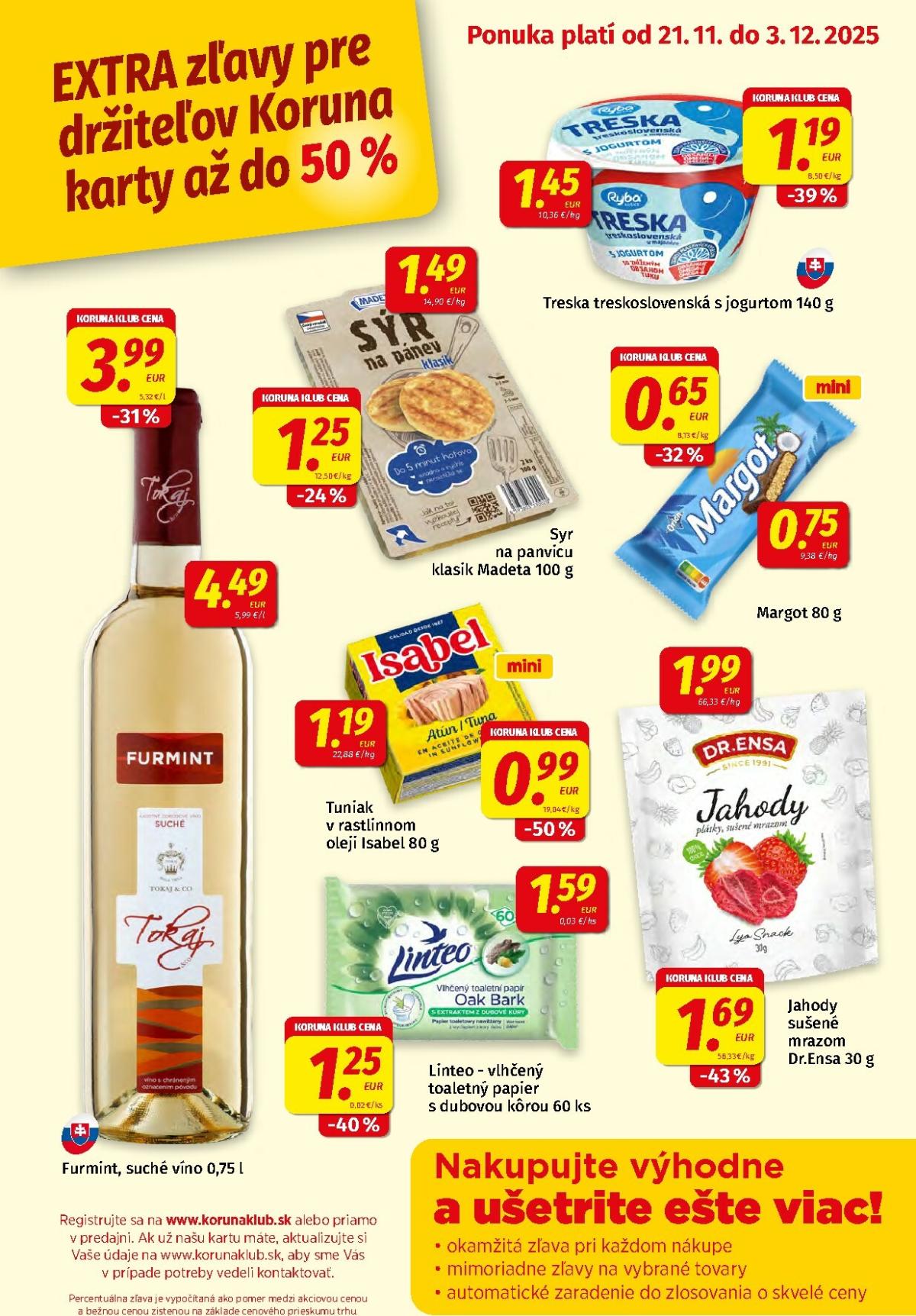 Leták Koruna - Klub Plagát platný od 21.11. do 03.12.