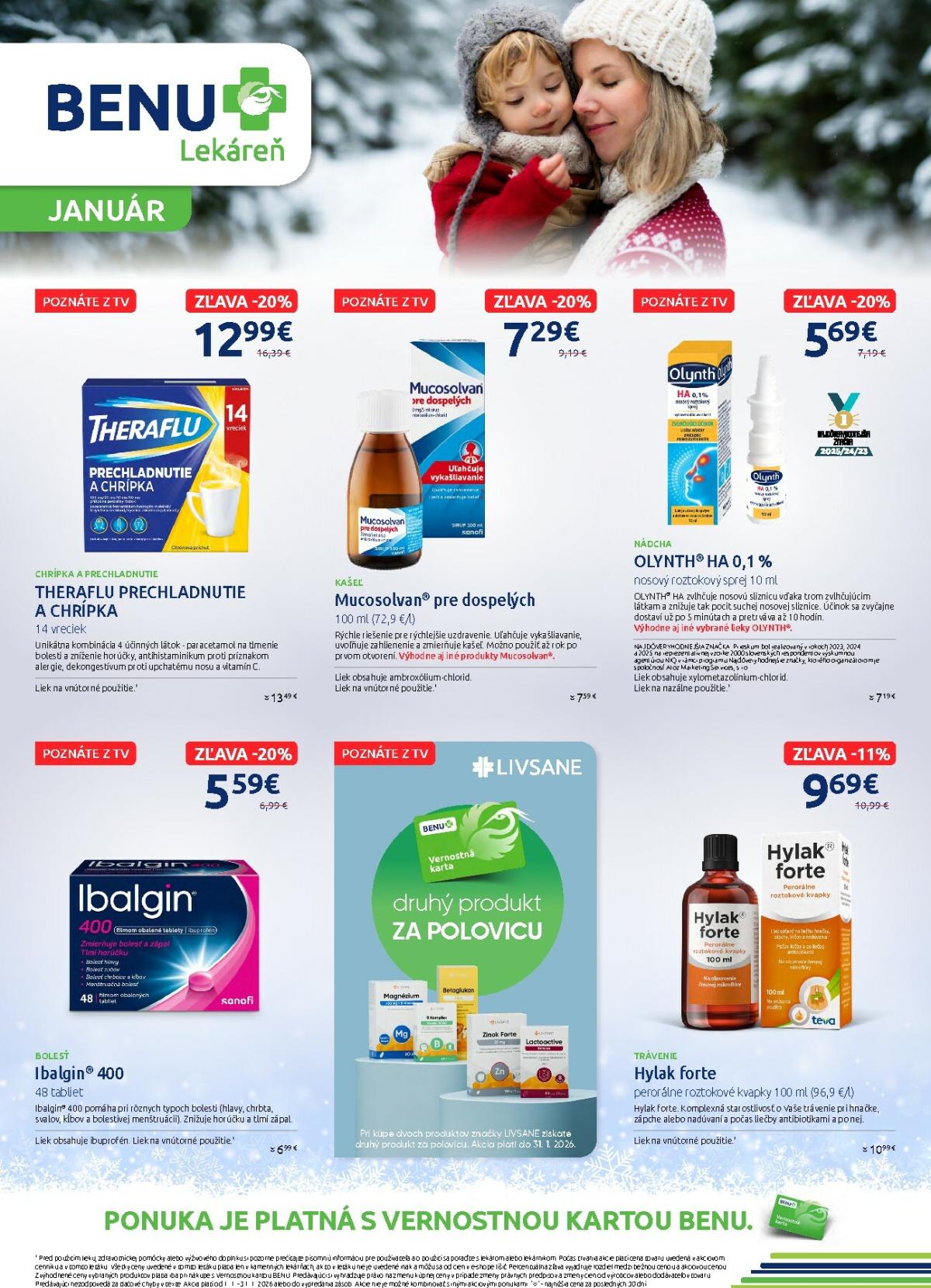 Leták BENU Lekáreň platný od 01.01. do 31.01.