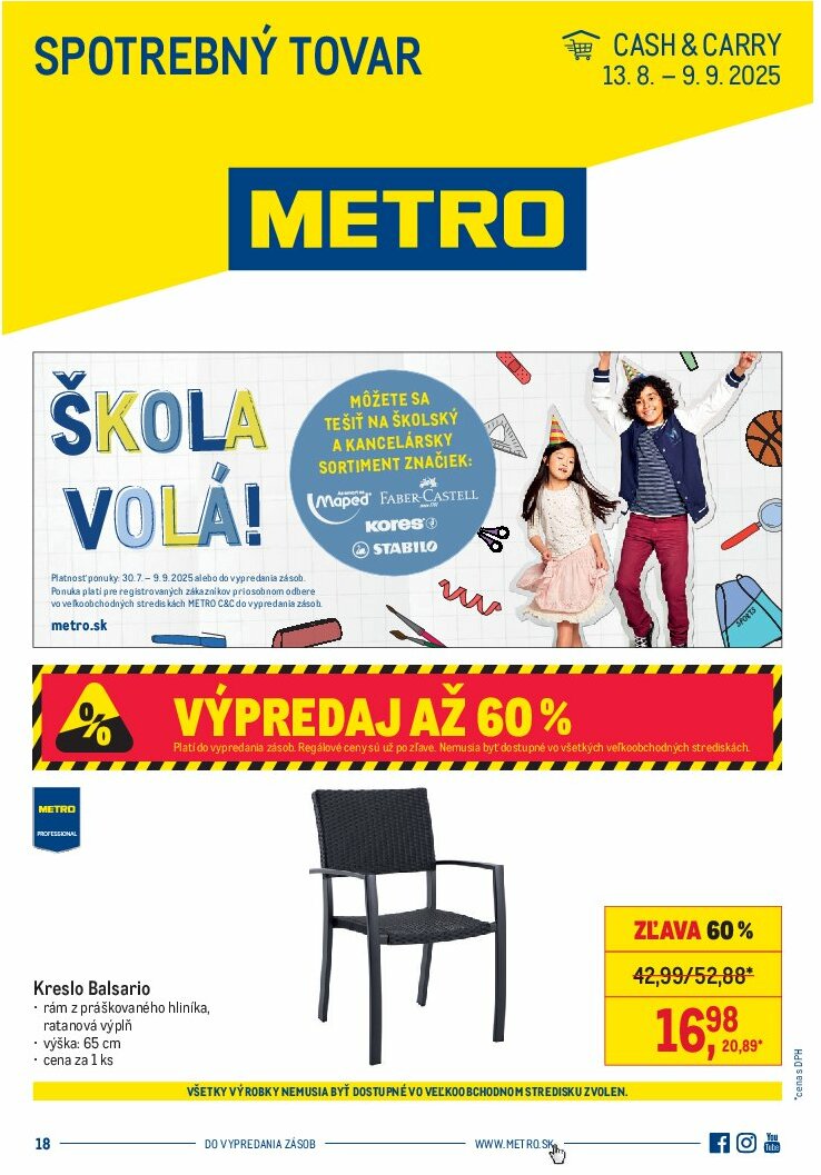 Leták Metro - Spotrebný tovar platný od 13.08. do 09.09.