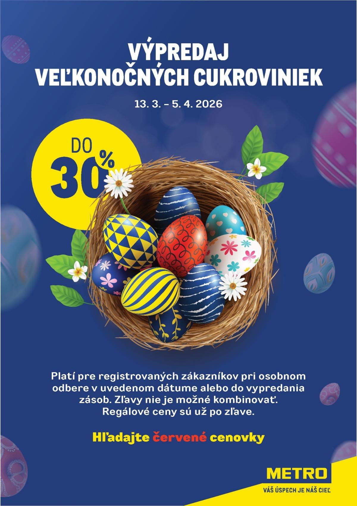 Leták Metro - Výpredaj veľkonočných cukroviniek platný od 13.03.2026 do 05.04.2026