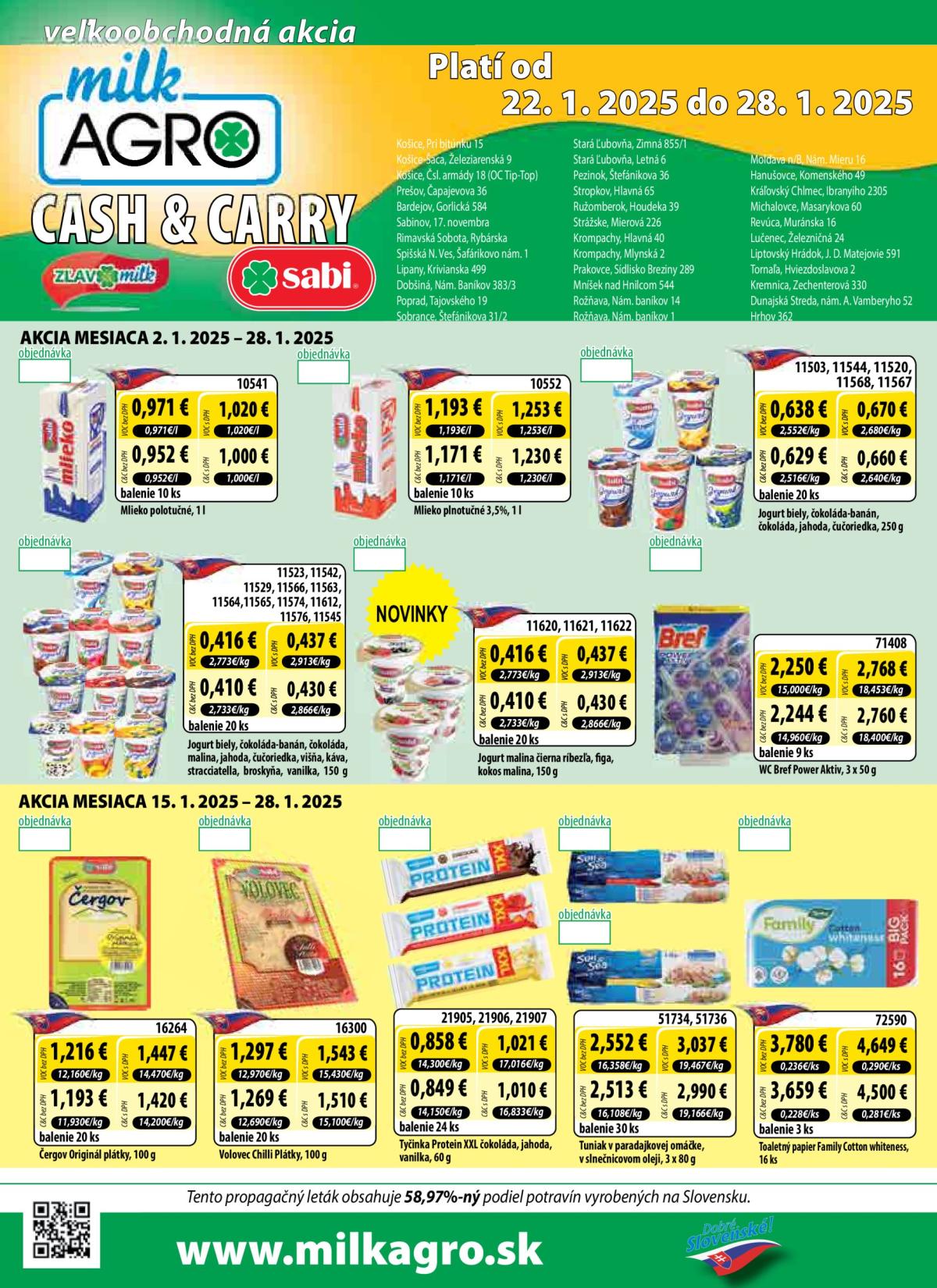 Milk Agro - Cash & Carry leták platný od 22.01. - 28.01.