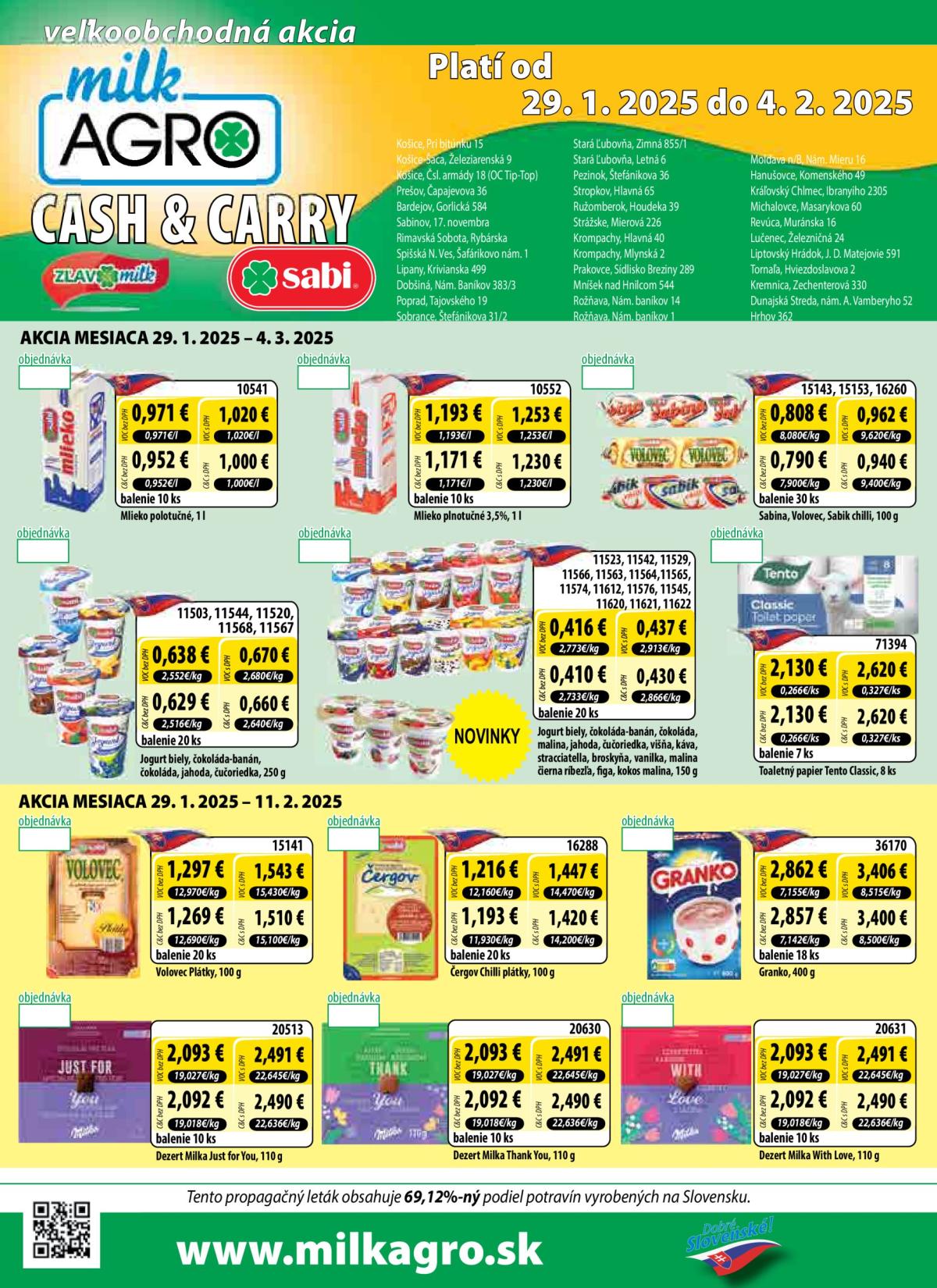 Milk Agro - Cash & Carry leták platný od 29.01. - 04.02.