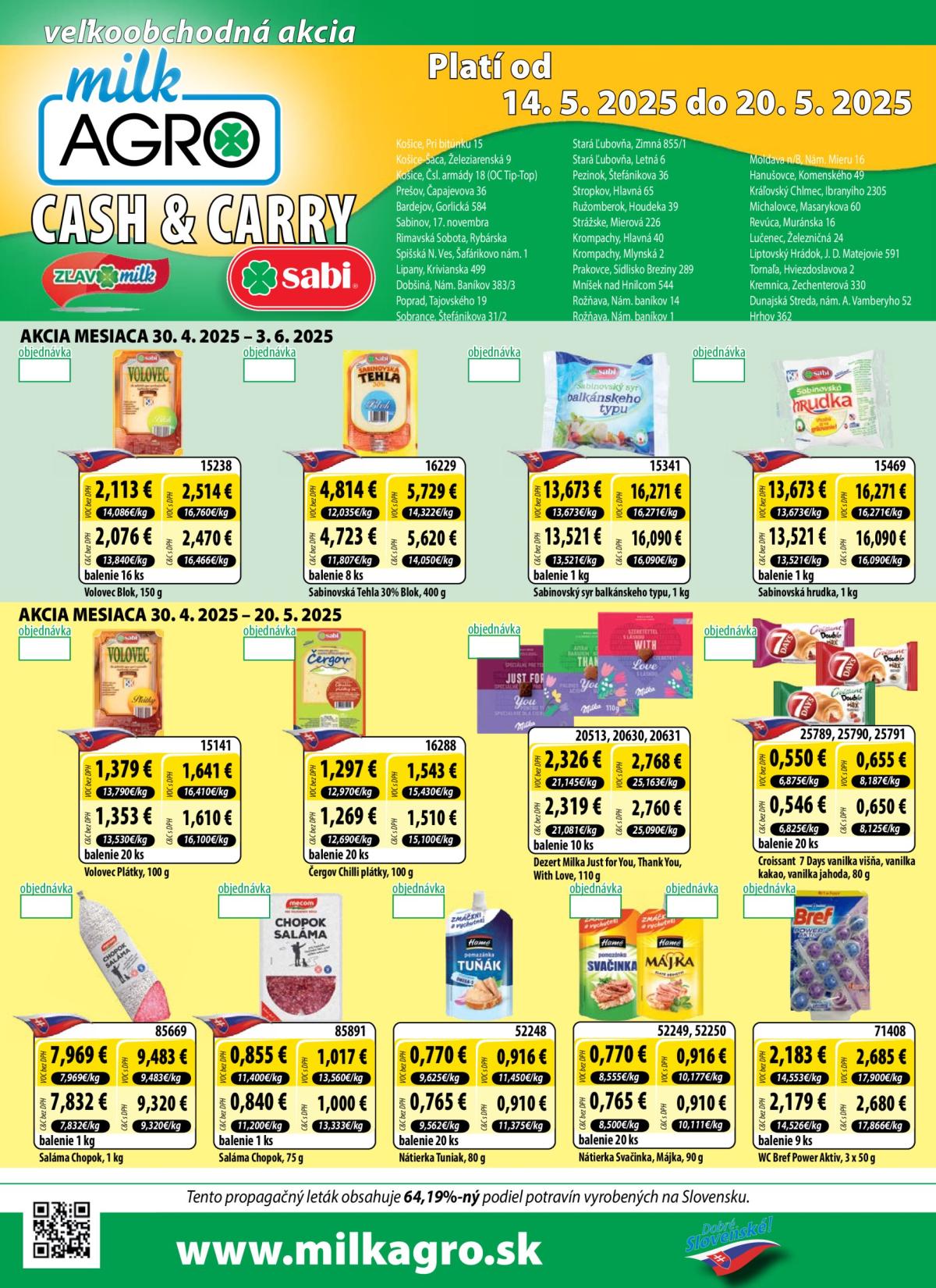 Milk Agro - Cash & Carry leták platný od 14.05. - 20.05.