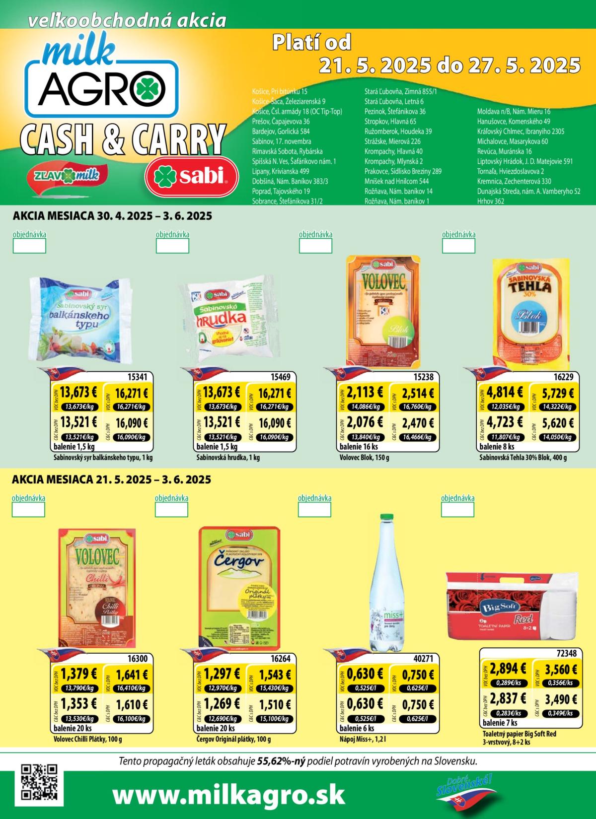 Milk Agro - Cash & Carry leták platný od 21.05. - 27.05.