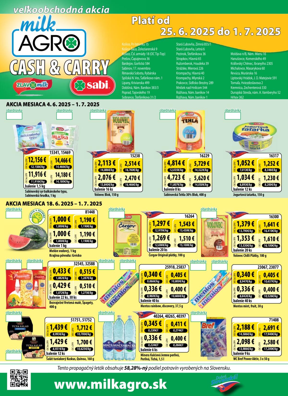 Leták Milk Agro - Cash & Carry platný od 25.06. do 01.07.