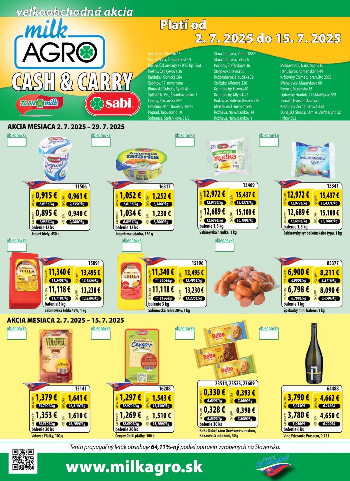 Leták Milk Agro - Cash & Carry platný od 02.07. do 15.07.