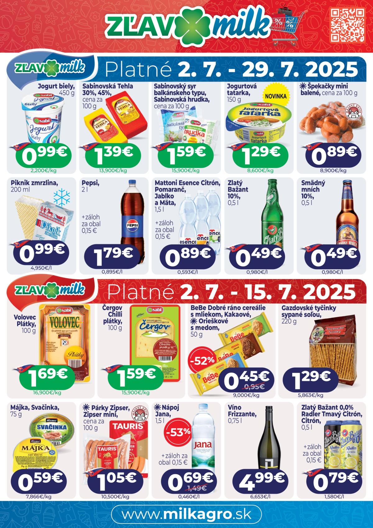 Leták Milk Agro - Zľavy Milk platný od 02.07. do 29.07.